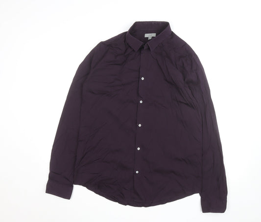 COS Men's Purple Classic Long Sleeve Cotton Dress Shirt Size 41
