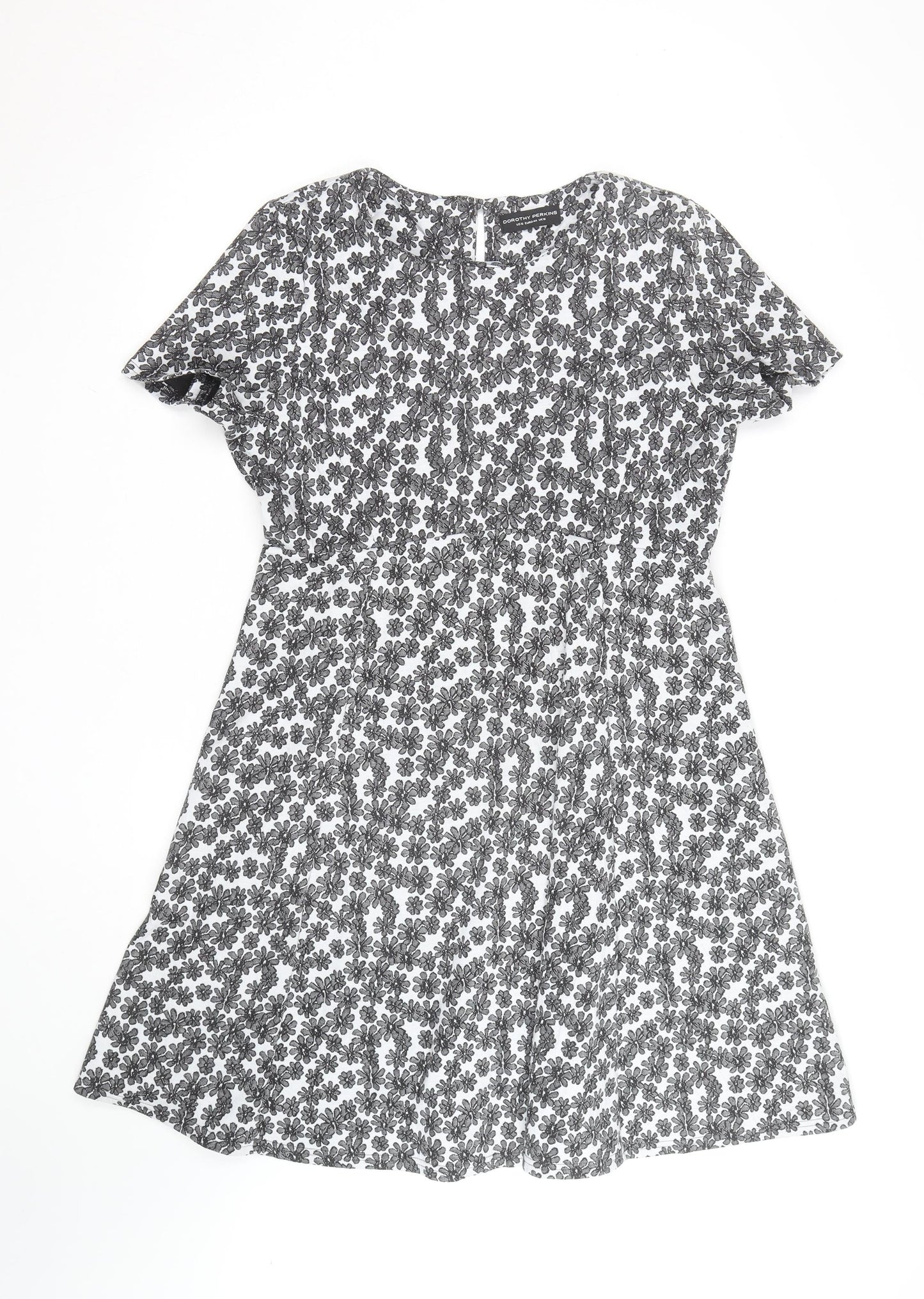 Dorothy Perkins Women Black Floral Lace A-Line Dress Size 16