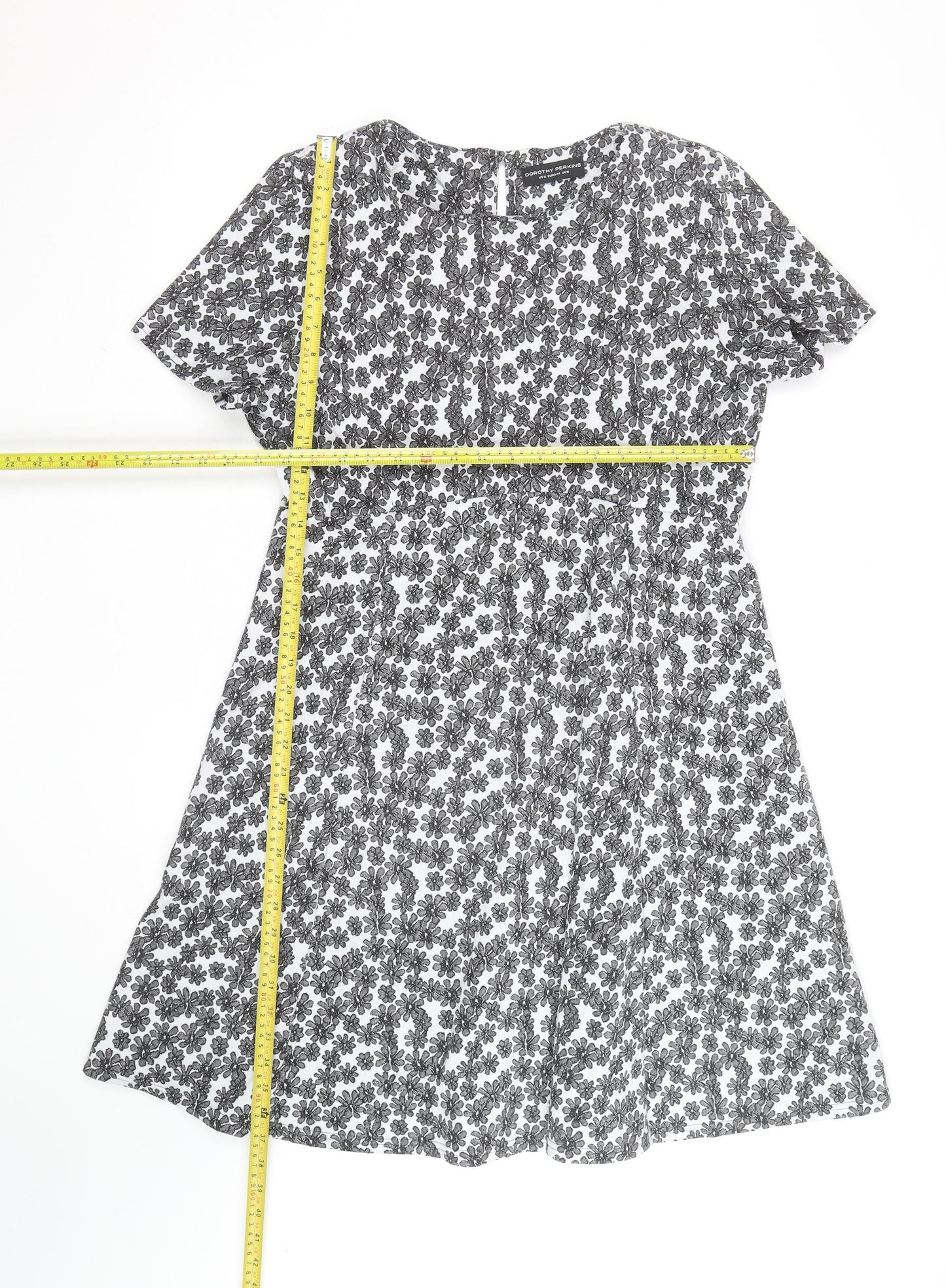 Dorothy Perkins Women Black Floral Lace A-Line Dress Size 16