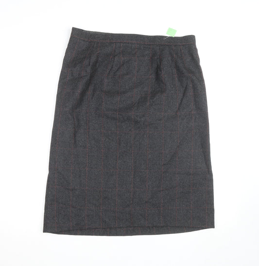 Harve Benard Women's Grey Wool Pencil Skirt Size 14 Lined Workwear