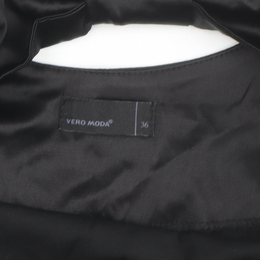 Vero Moda Women’s Black Bodycon Short Dress Size 8 Party Satin Puff Sleeve