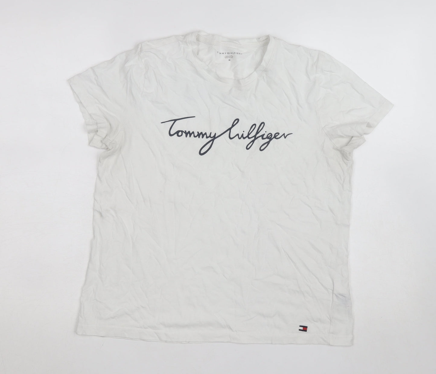 Tommy Hilfiger Women's White Cotton Crew Neck T-Shirt Size M