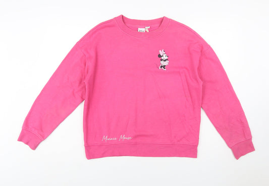 Disney Women XS Pink Minnie Mouse Pullover Sweatshirt