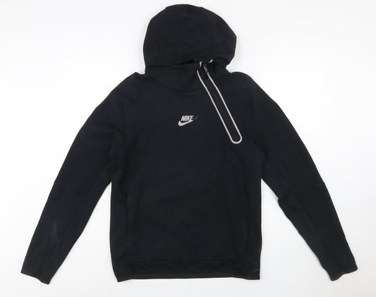 Nike Men’s Black Small Hooded Sweatshirt with 1/4 Zip and Logo Print