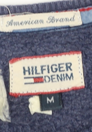 Hilfiger Denim Womens Navy Blue Pullover Sweatshirt M Sequin Heart
