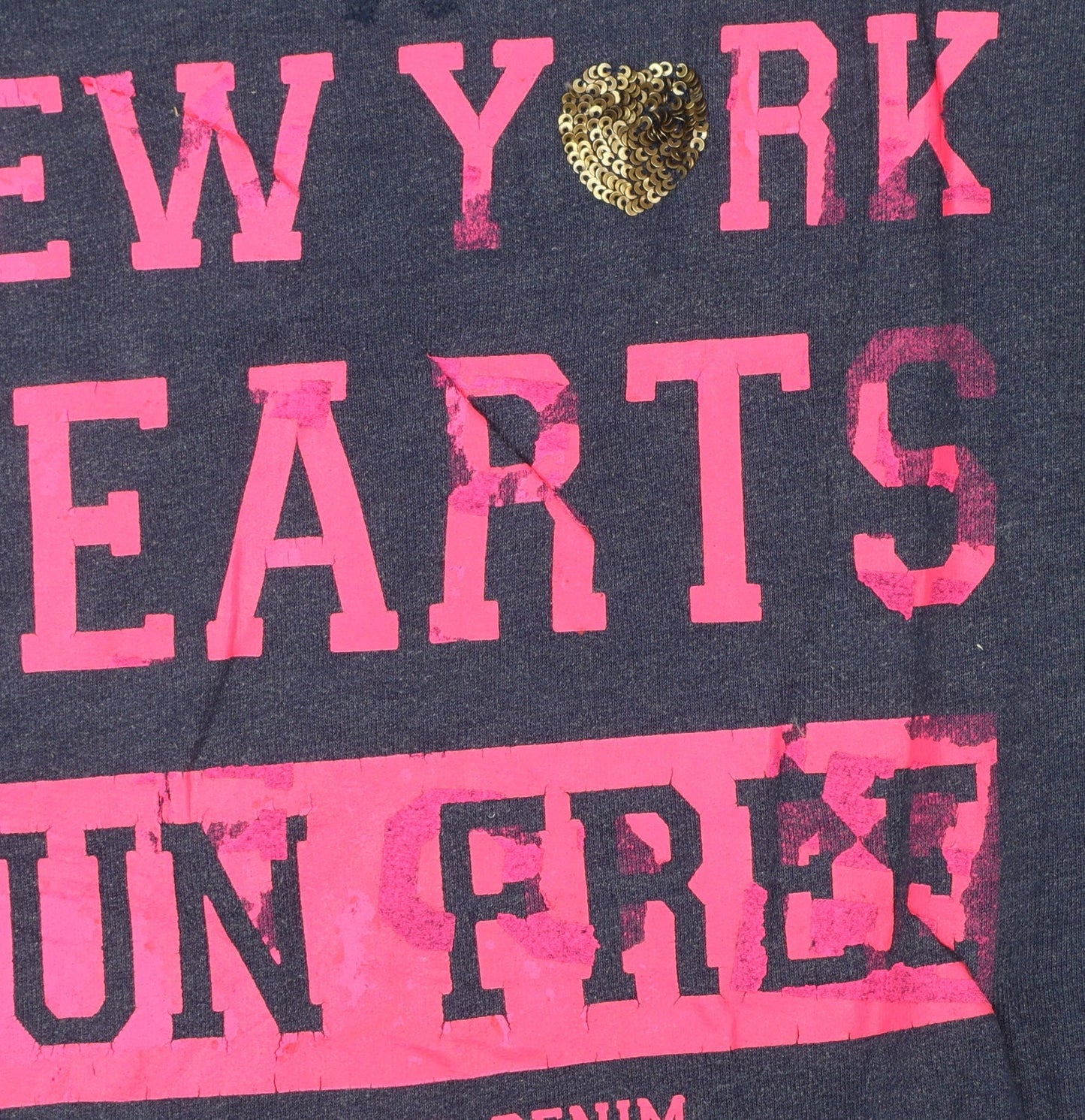 Hilfiger Denim Womens Navy Blue Pullover Sweatshirt M Sequin Heart