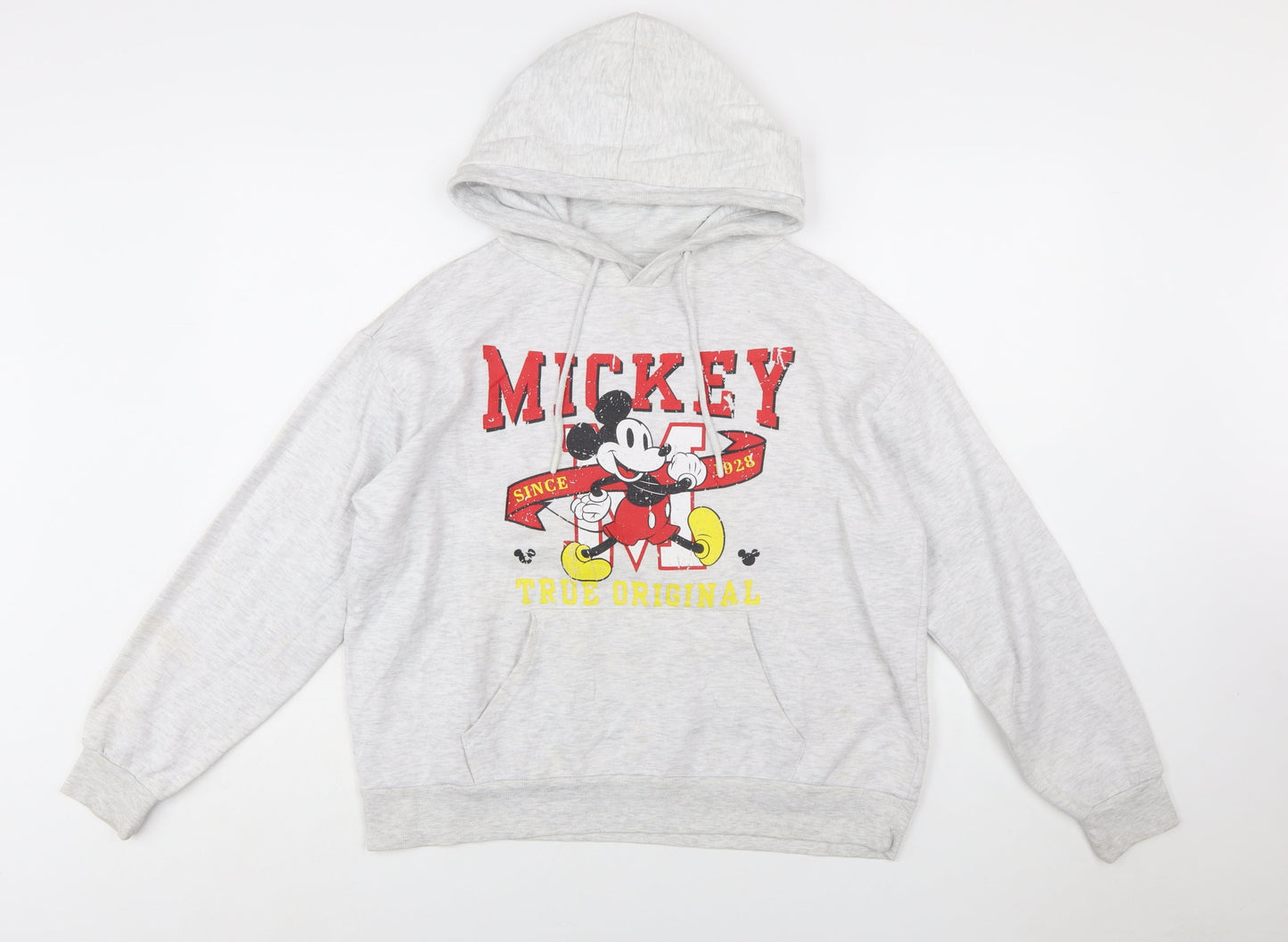 Disney Women Grey Mickey Mouse Pullover Hoodie Size 10/12
