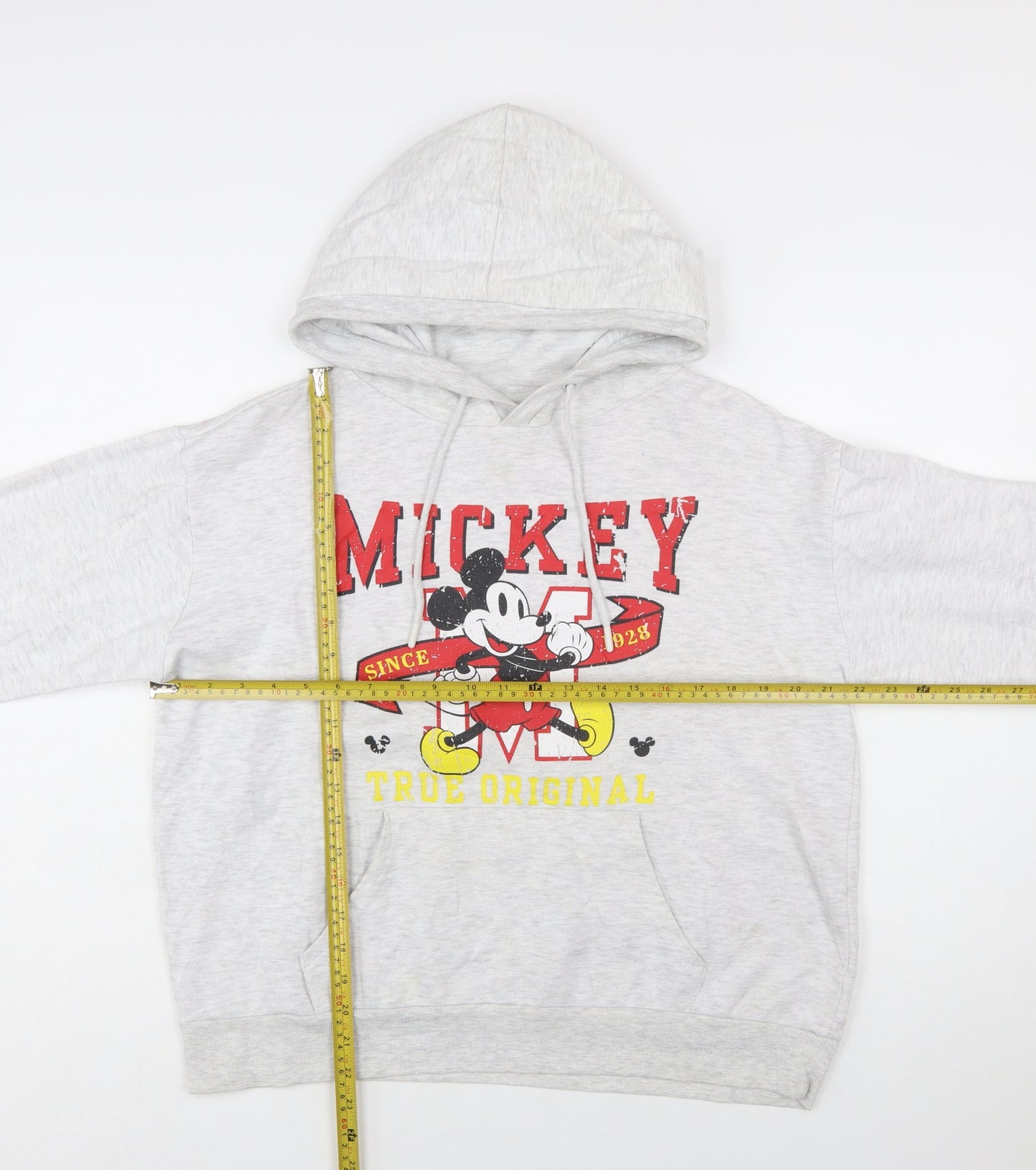 Disney Women Grey Mickey Mouse Pullover Hoodie Size 10/12