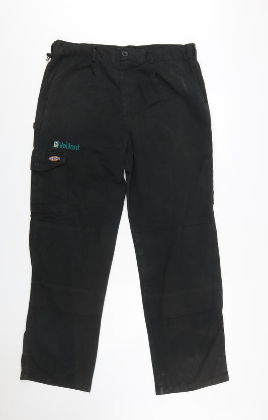 Dickies Men’s Black Cargo Work Trousers 30R Cotton Blend
