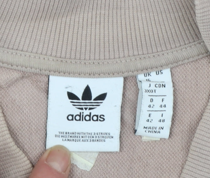 Adidas Women’s Beige Full Zip Sweatshirt Size 16 Cotton Casual
