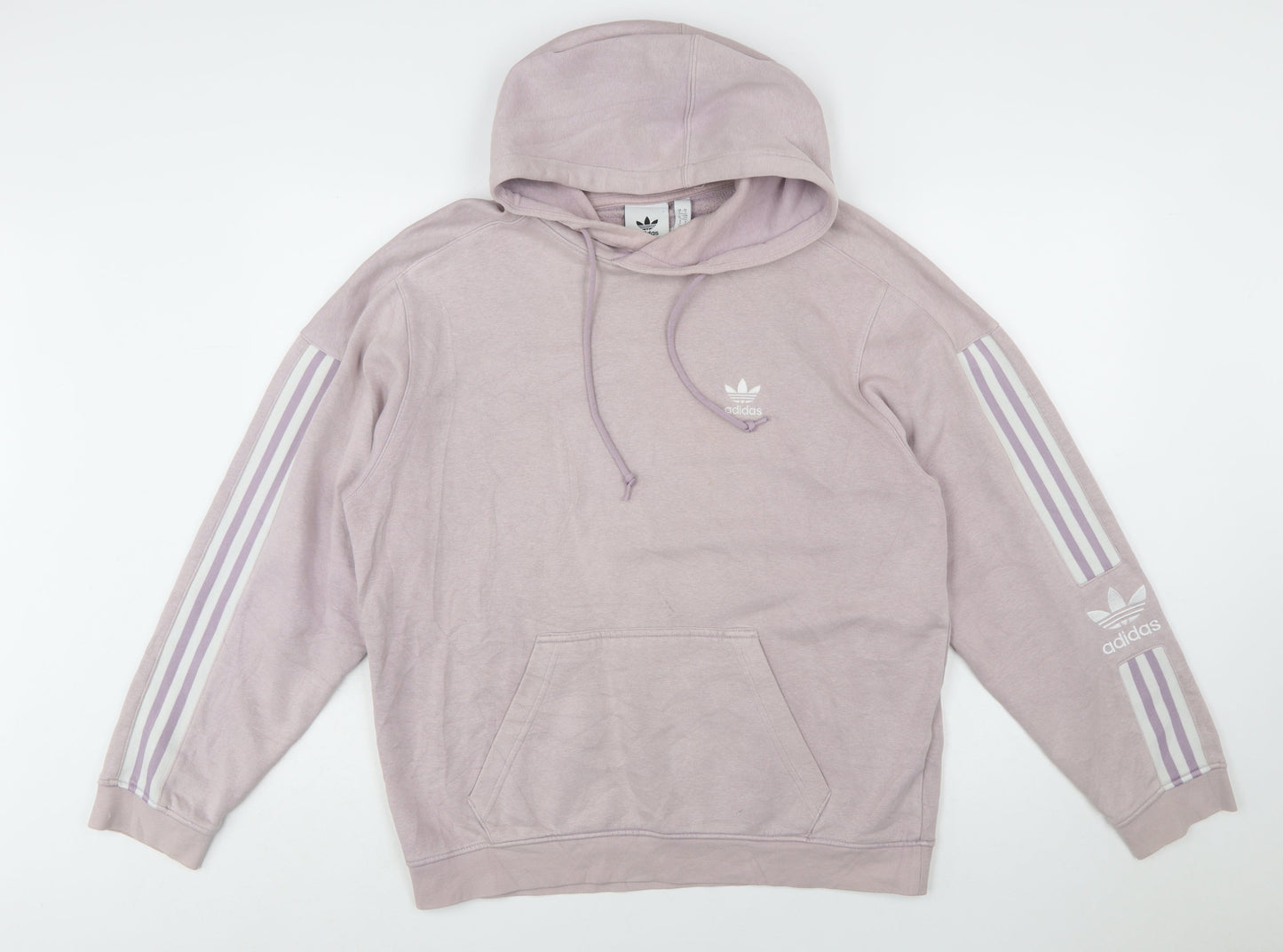 Adidas Womens Mauve Hoodie M Pullover Cotton Blend Hooded Sweatshirt