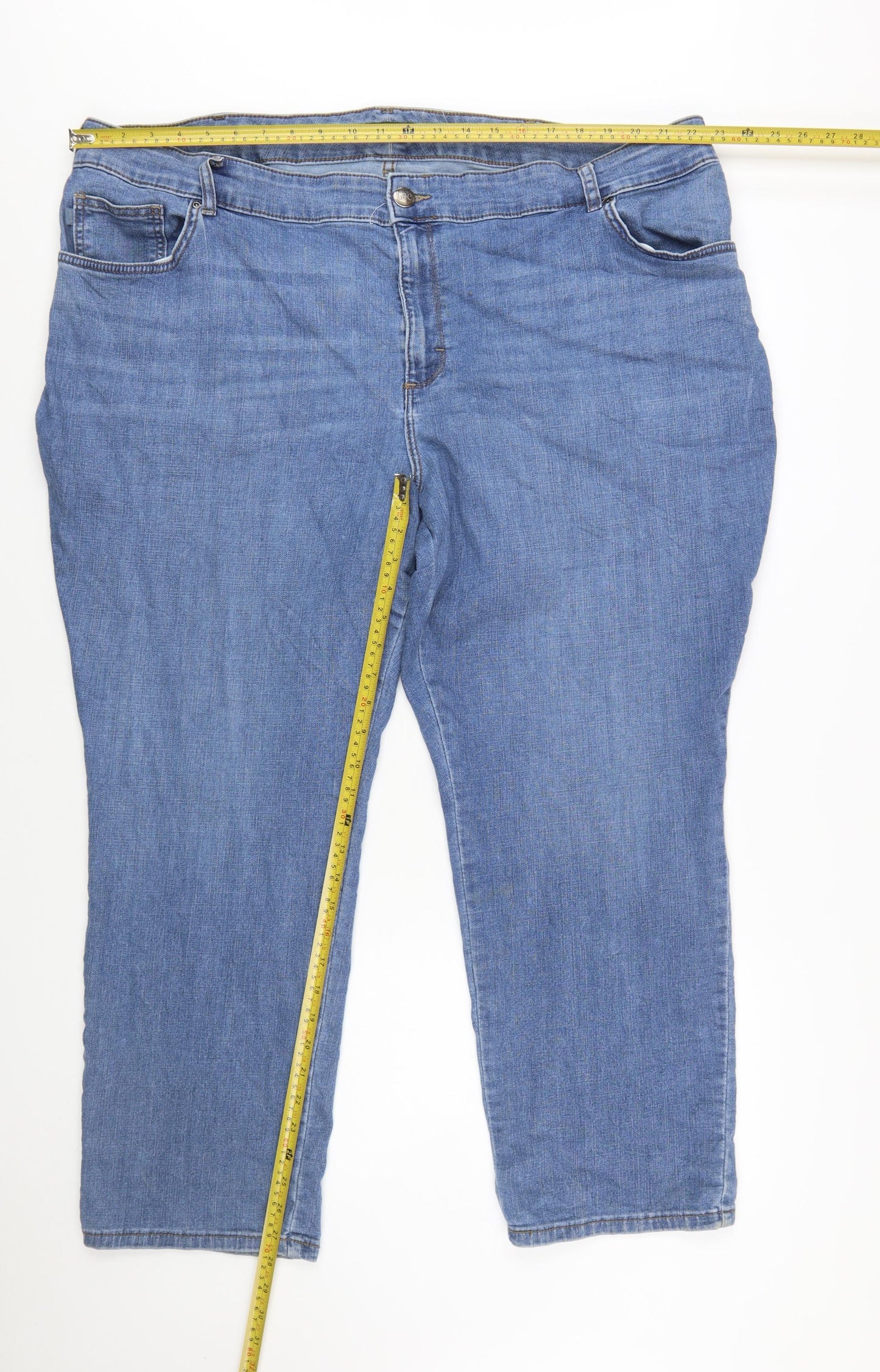 Lee Womens Blue Plus Petite Relaxed Straight Leg Mid Rise Jeans 26W