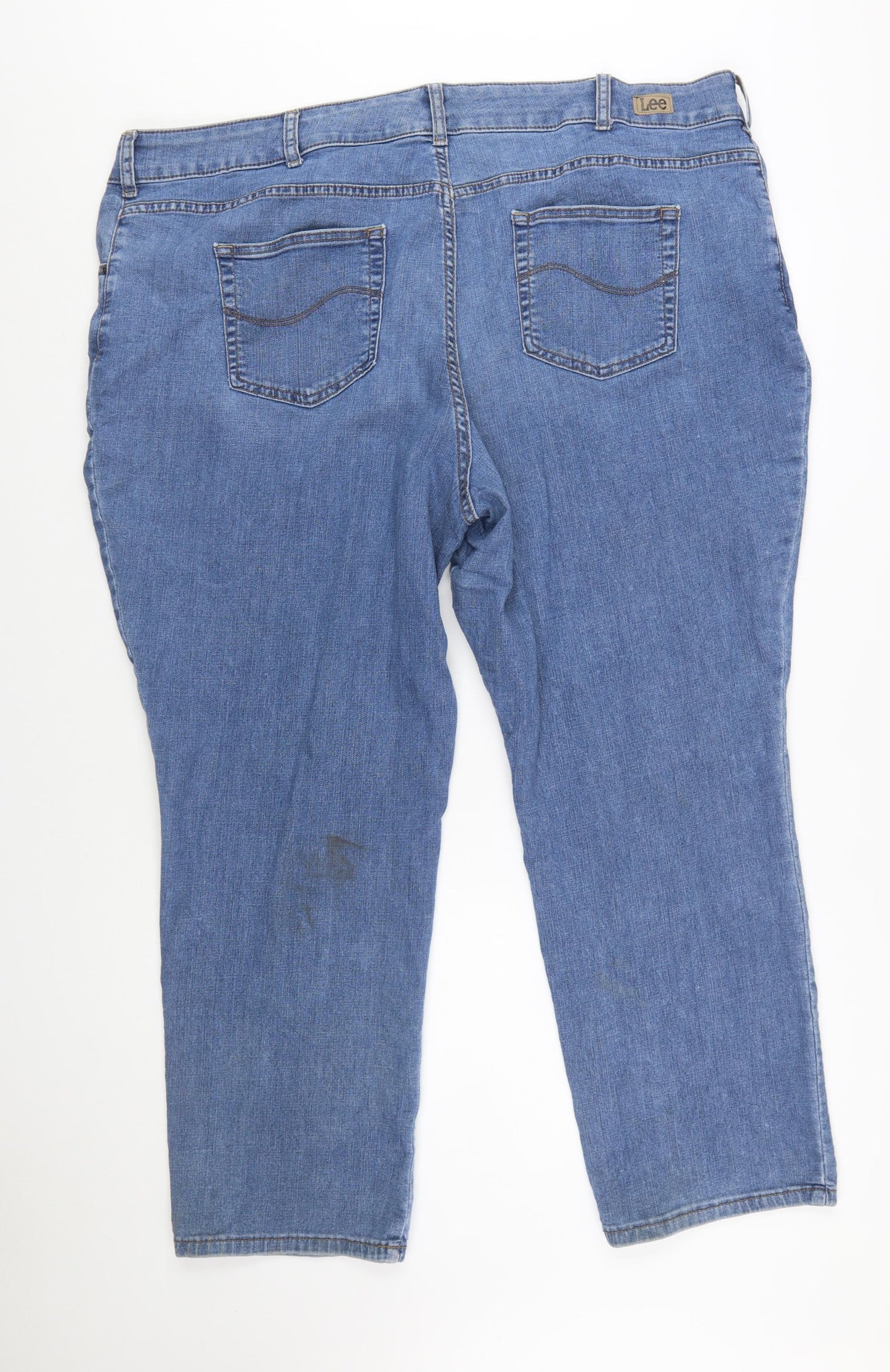 Lee Womens Blue Plus Petite Relaxed Straight Leg Mid Rise Jeans 26W