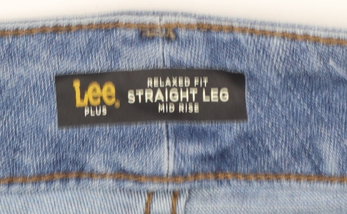 Lee Womens Blue Plus Petite Relaxed Straight Leg Mid Rise Jeans 26W