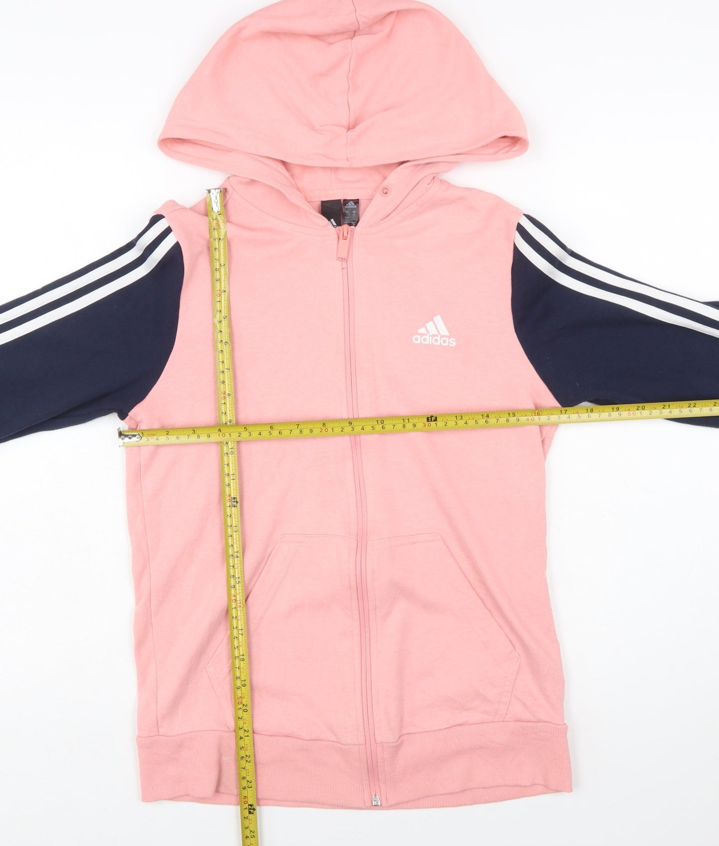 Adidas Womens Pink & Navy Full Zip Hoodie S 8-10 Sportswear