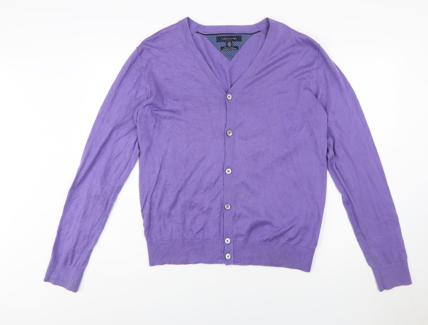 Tommy Hilfiger Men’s Purple Cotton V-Neck Cardigan Size L