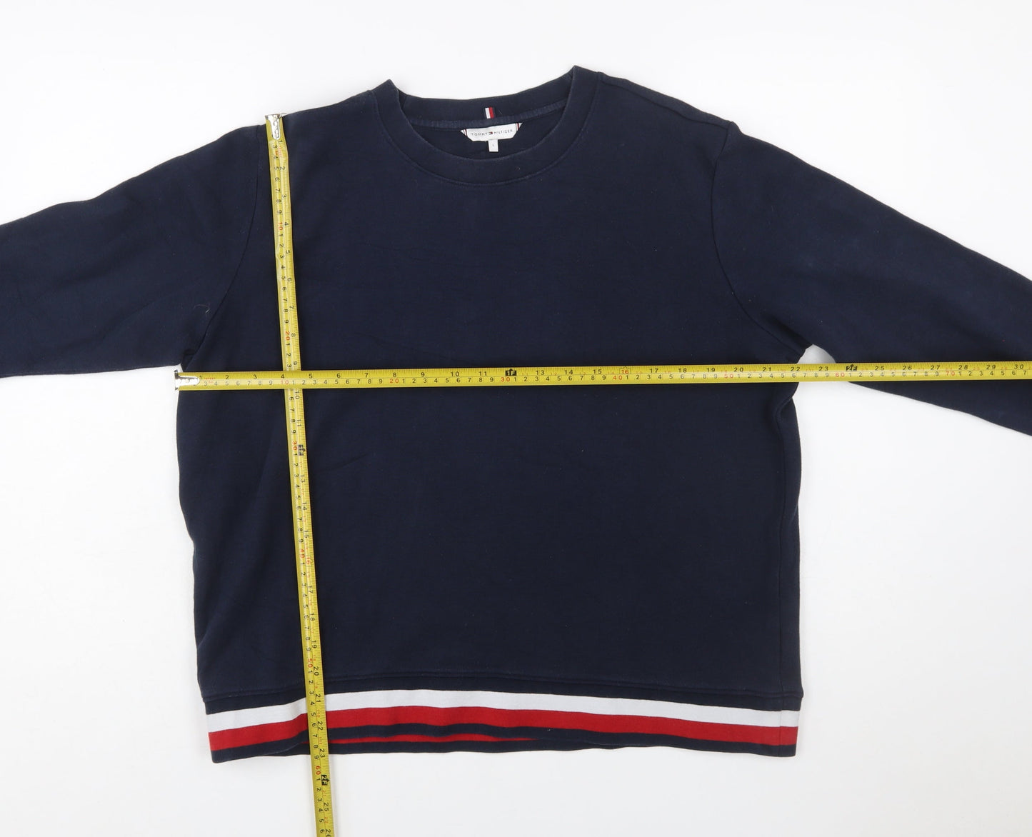 Tommy Hilfiger Womens Navy Blue Sweatshirt L Cotton Blend Crew Neck