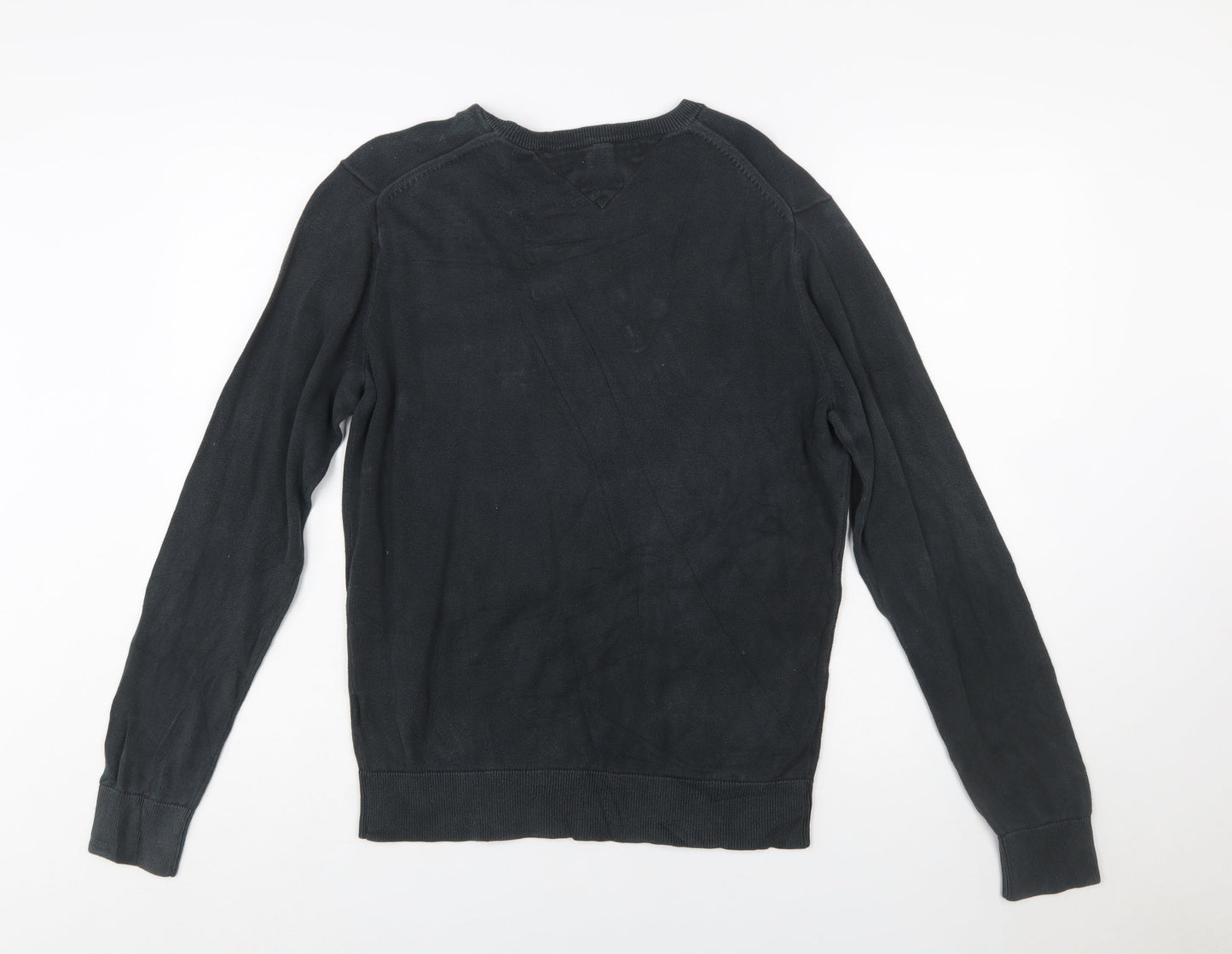 Tommy Hilfiger Men's Black V-Neck Cotton Jumper Size S