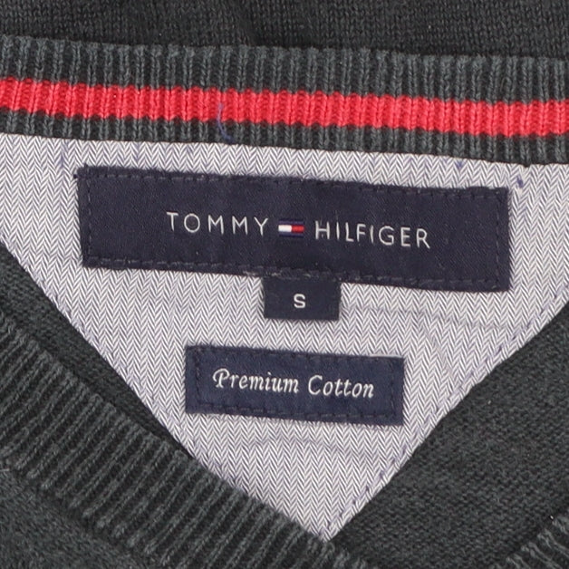 Tommy Hilfiger Men's Black V-Neck Cotton Jumper Size S