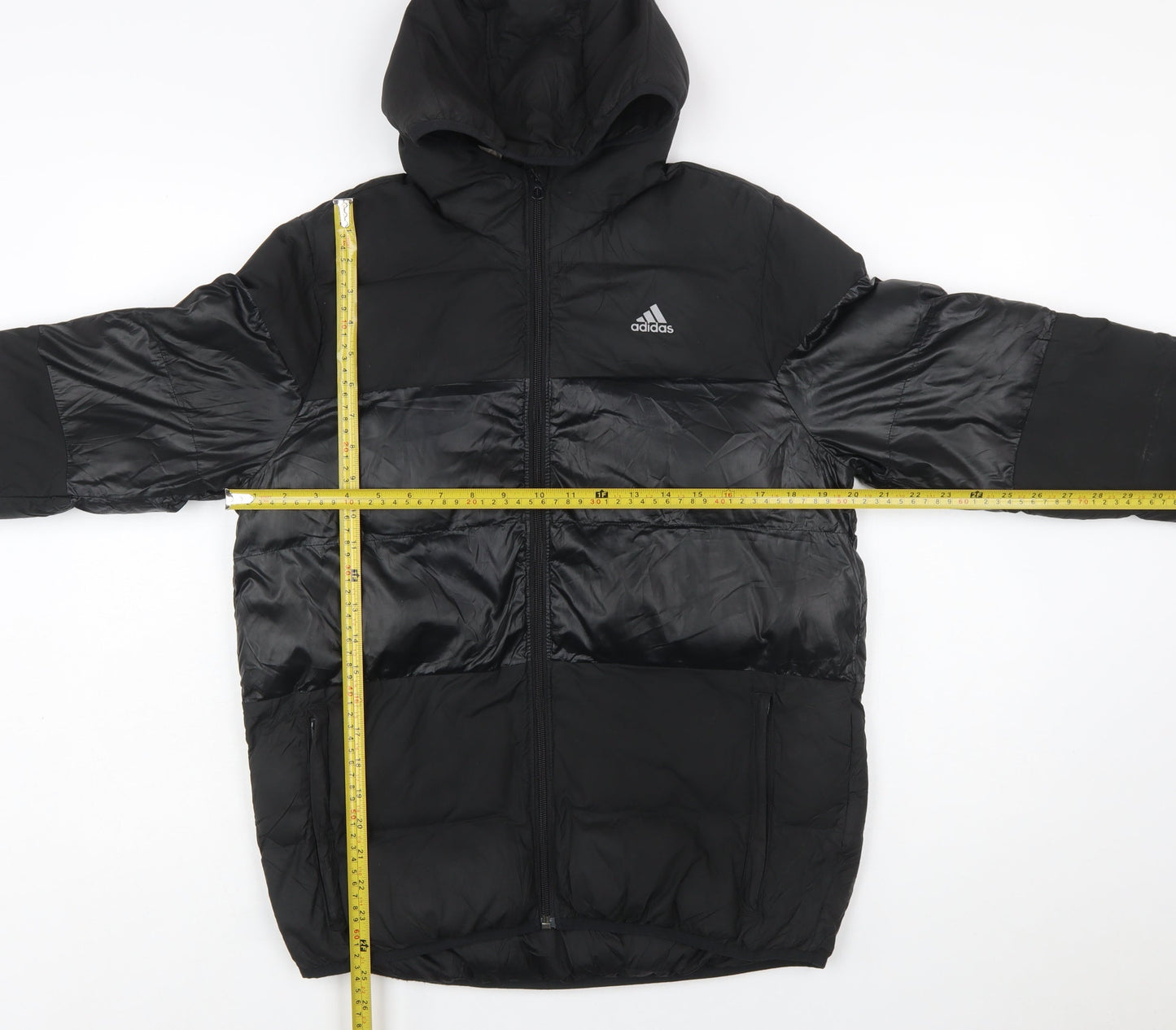 Adidas Boys Black 13-14 Years Hooded Puffer Jacket Winter Coat