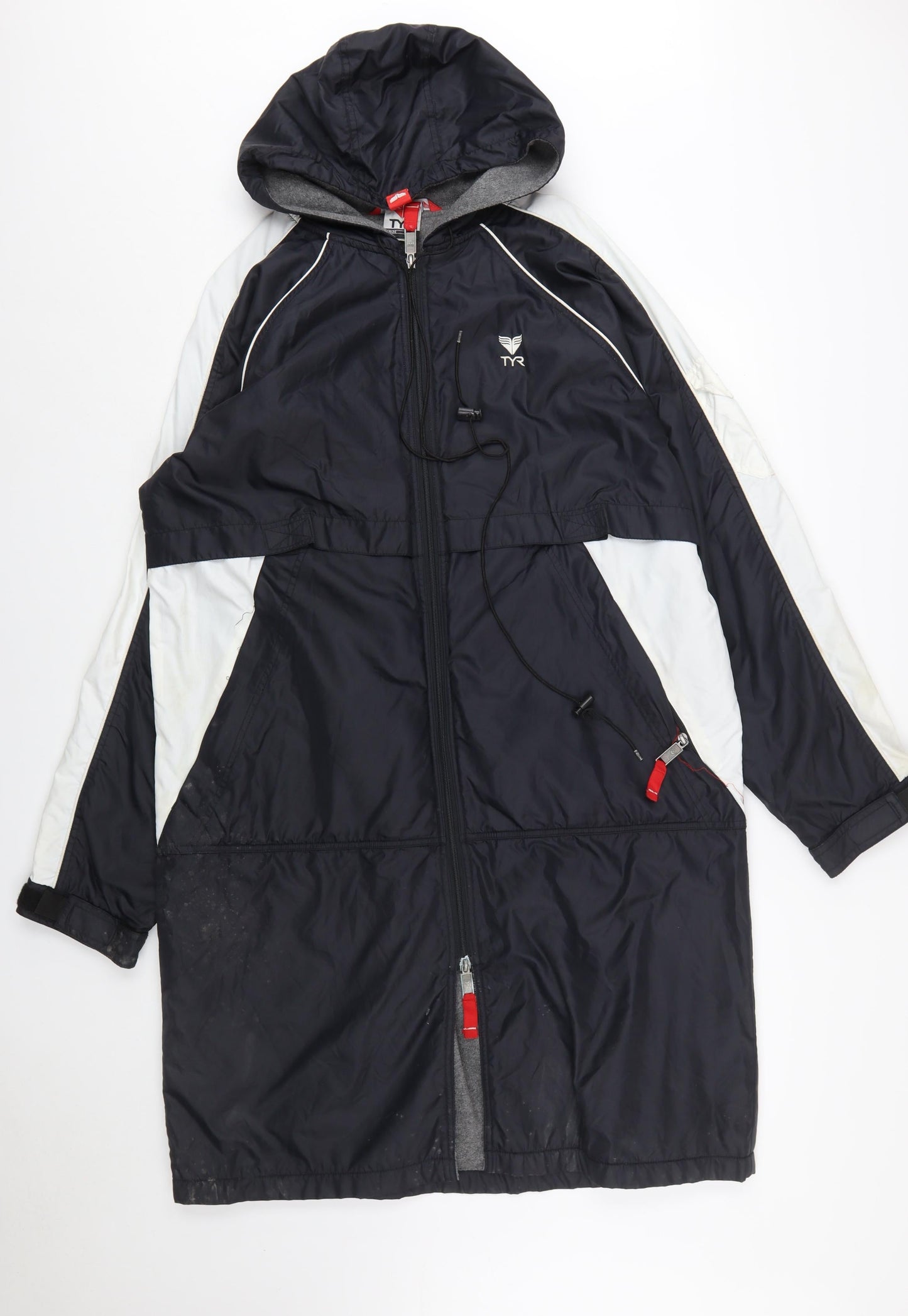 TYR Men's Black S Swimming Parka Coat Hooded Lined Water Resistant