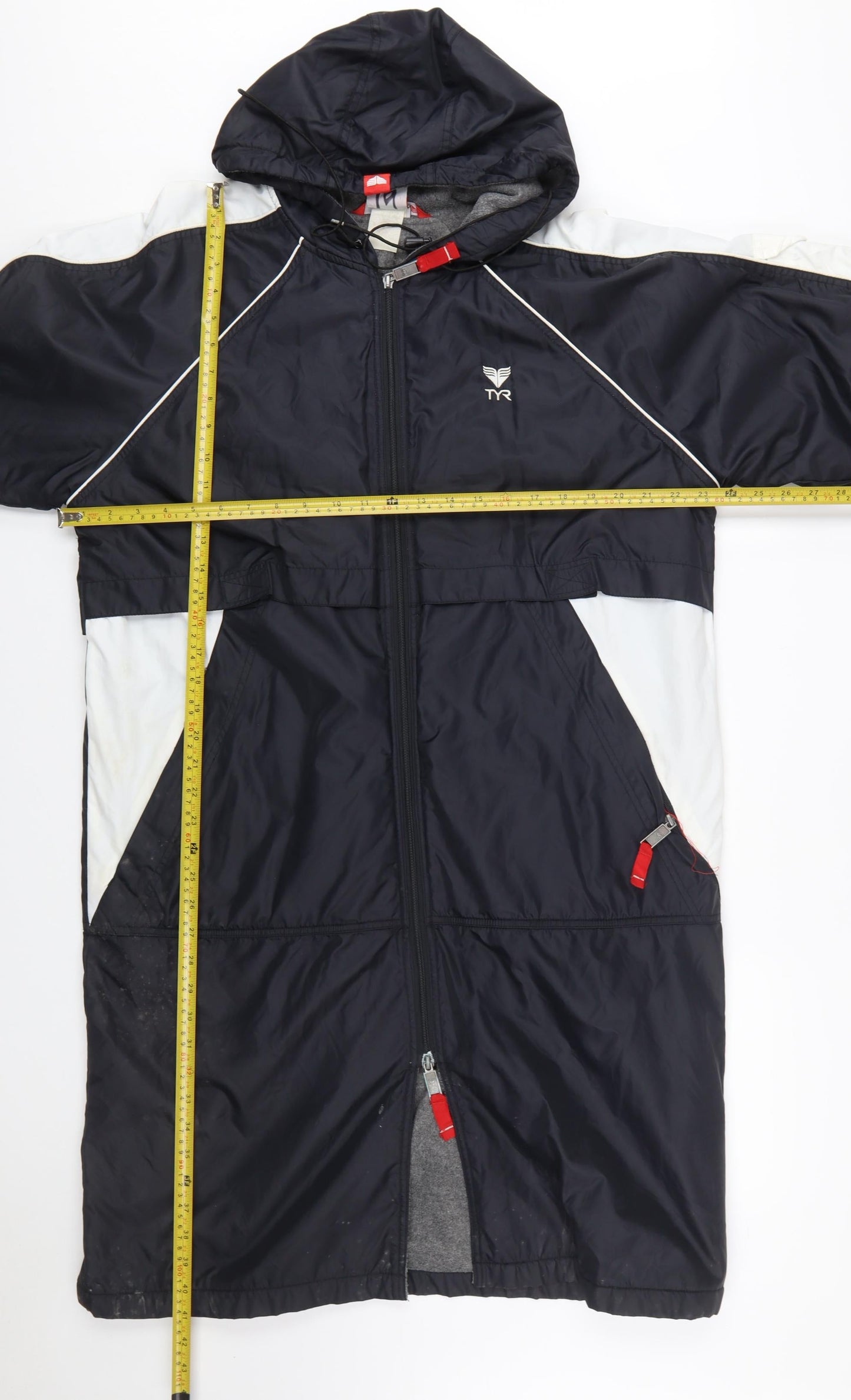 TYR Men's Black S Swimming Parka Coat Hooded Lined Water Resistant