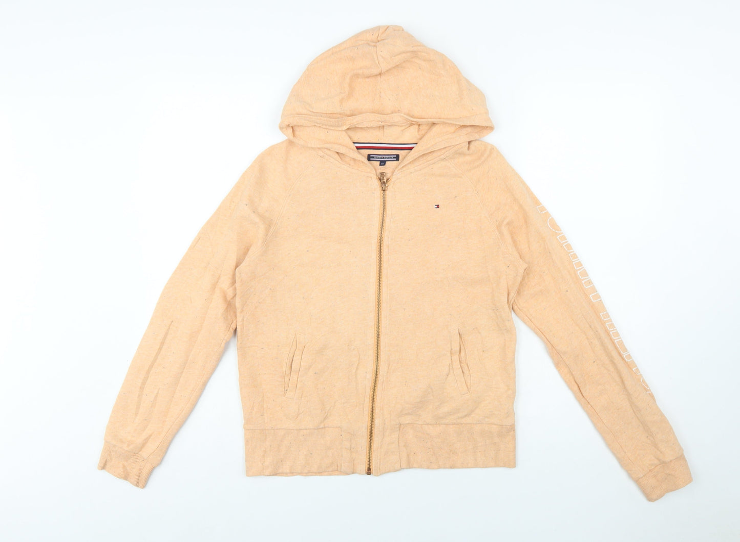 Tommy Hilfiger Boys Beige Full Zip Hoodie 164 Cotton Blend Casual Sweatshirt
