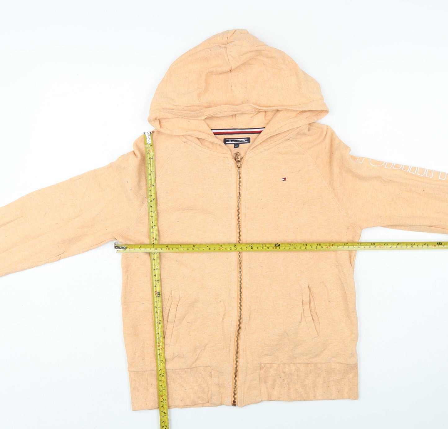 Tommy Hilfiger Boys Beige Full Zip Hoodie 164 Cotton Blend Casual Sweatshirt