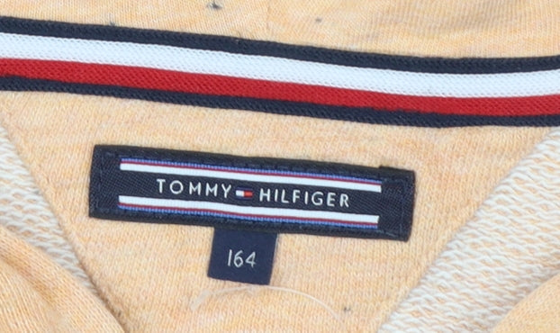 Tommy Hilfiger Boys Beige Full Zip Hoodie 164 Cotton Blend Casual Sweatshirt