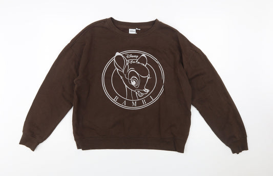 Disney Women Brown Bambi Pullover Sweatshirt Size 10/12