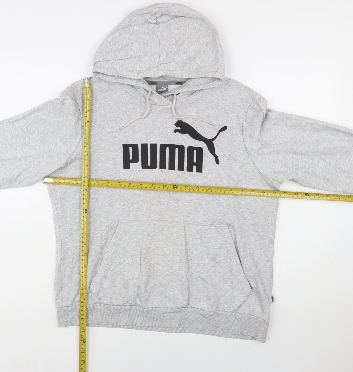 Puma Womens Grey XL Pullover Hoodie Sweatshirt Logo Cotton Blend