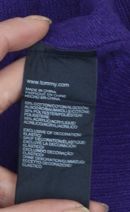 Tommy Hilfiger Men's Purple Cotton Crew Neck Pullover Jumper L