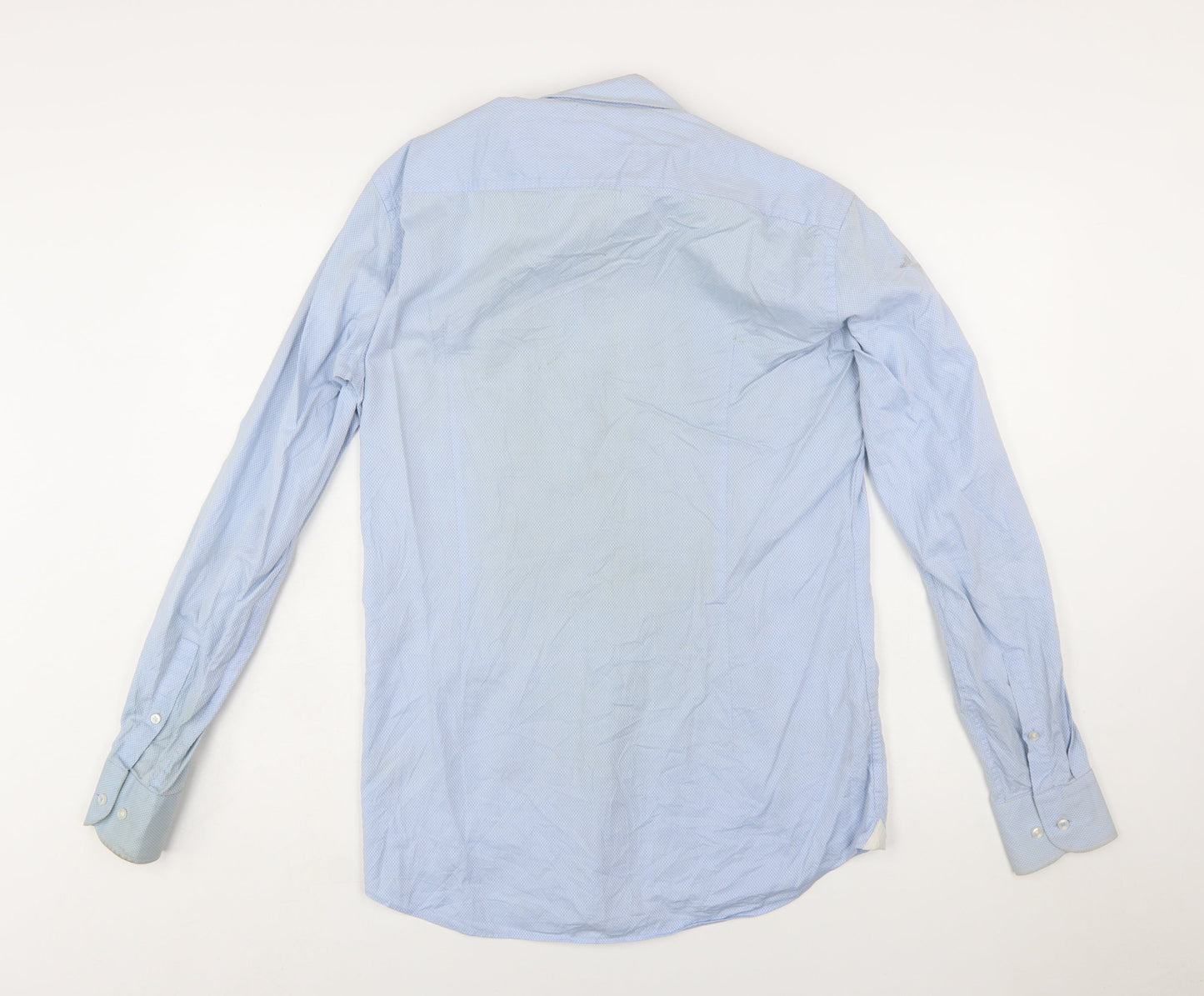 Hugo Boss Men’s Blue Slim Fit Cotton Long Sleeve Button-Up Shirt Size 15.7