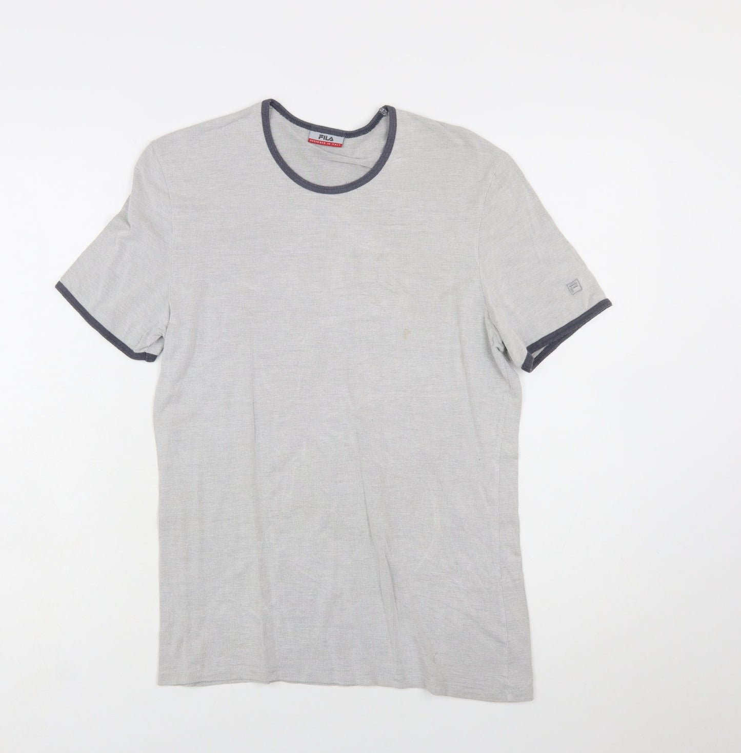 Fila Men's Grey Crew Neck Short Sleeve Cotton T-Shirt Size S