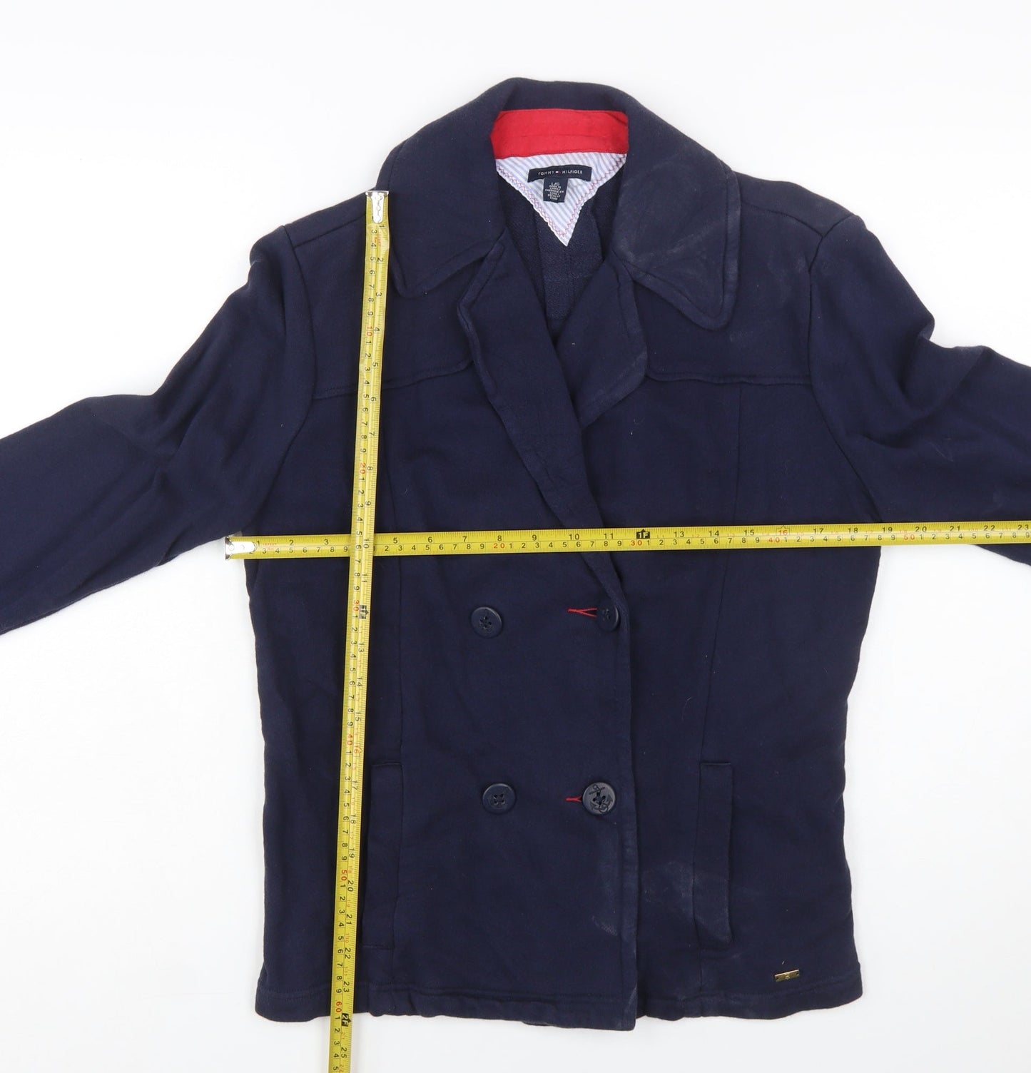 Tommy Hilfiger Women's Navy Blue Cotton Pea Coat Jacket Size L