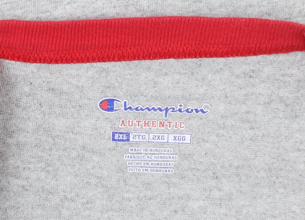 Champion Womens Grey Red 2XL Raglan Christmas T-Shirt