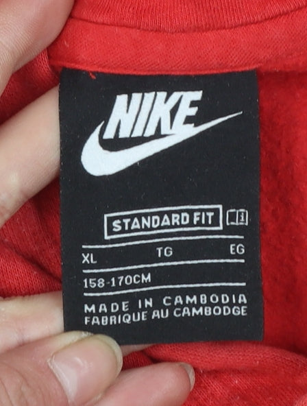 Nike Boys Red Pullover Hoodie XL 158-170cm Cotton Blend