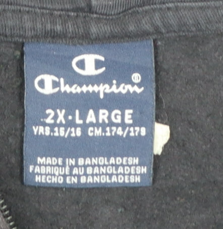 Champion Boys Green & Black 2XL Half Zip Hoodie with Logo Trim