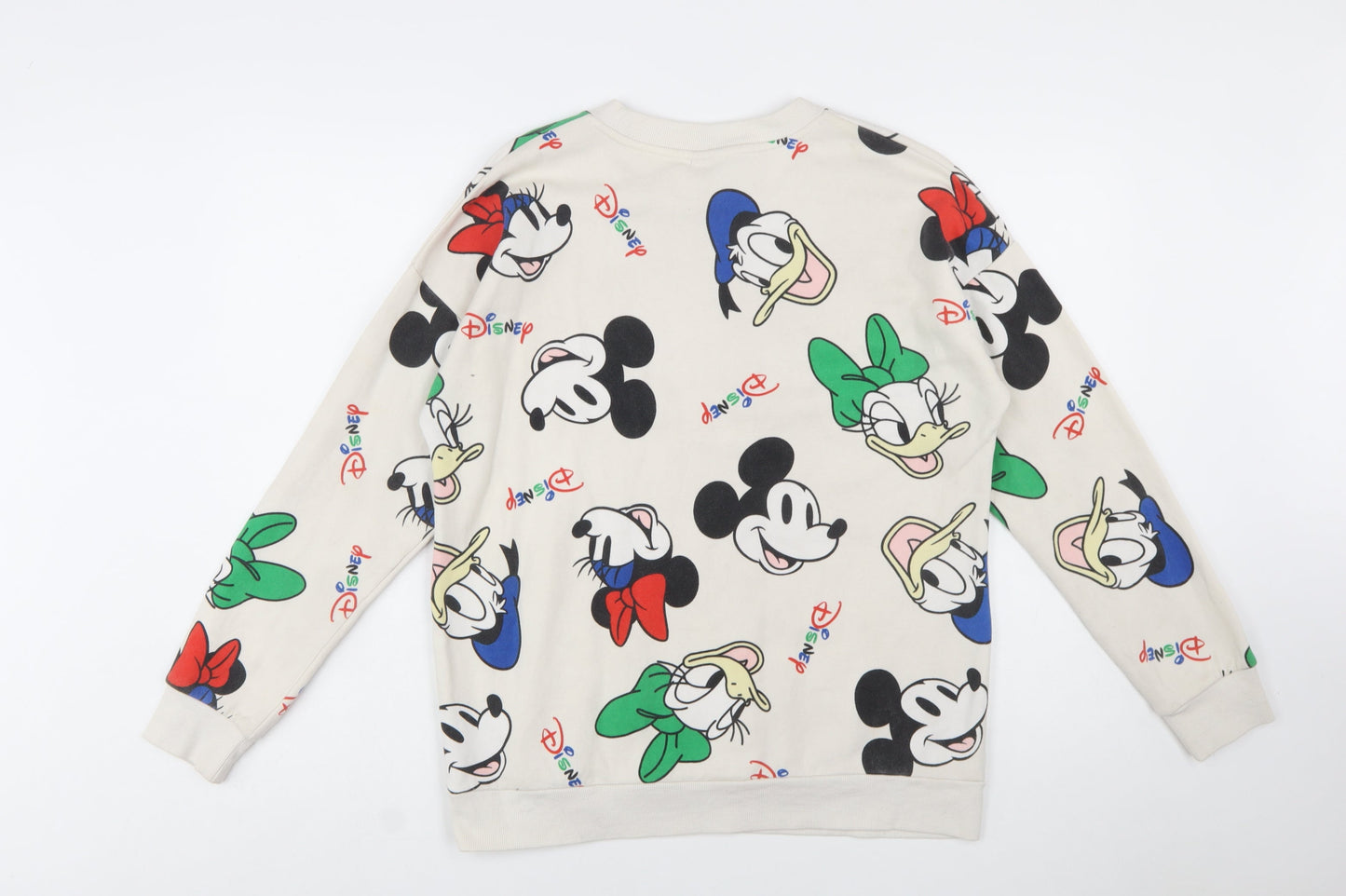 Disney Womens Beige Graphic Print Pullover Sweatshirt M 12-14