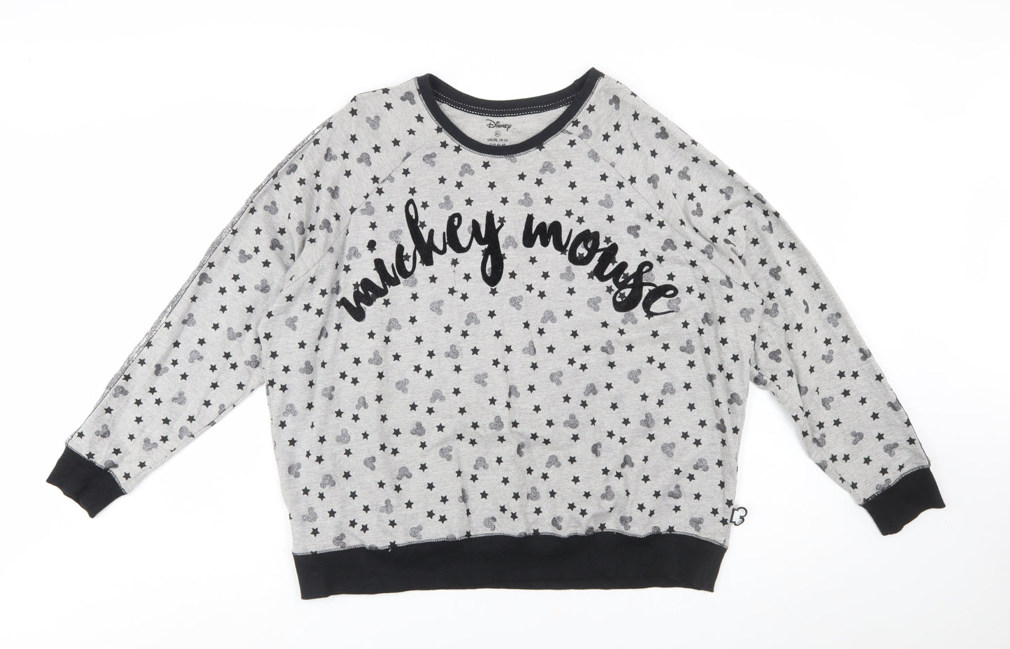 Disney Women Grey Mickey Mouse Star Print Sweatshirt XL