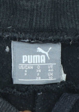 Puma Womens Black Jogger Trousers Size 10 Elastic Waist Cotton Blend