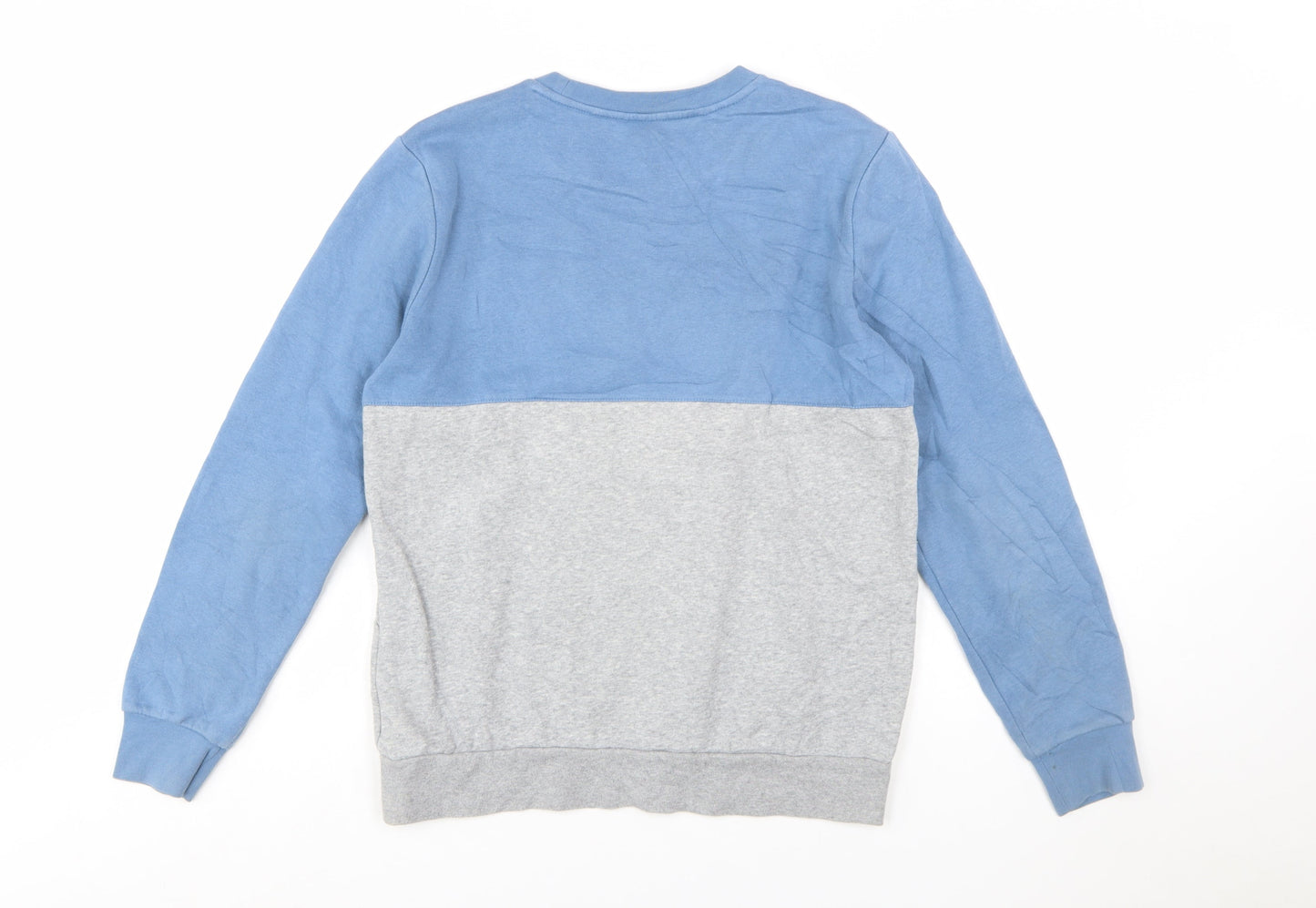 Adidas Boys Blue Grey Colourblock Crew Neck Sweatshirt Size 13-14 Years