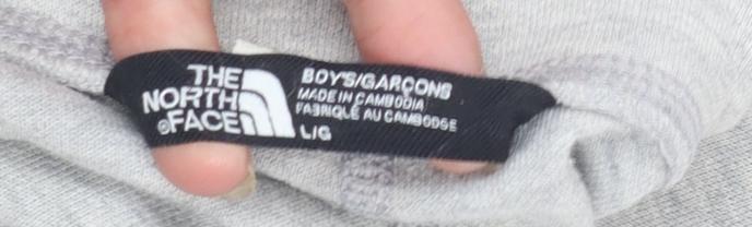 The North Face Boys Grey Jogger Sweatpants Size L Elastic Waist Comfort
