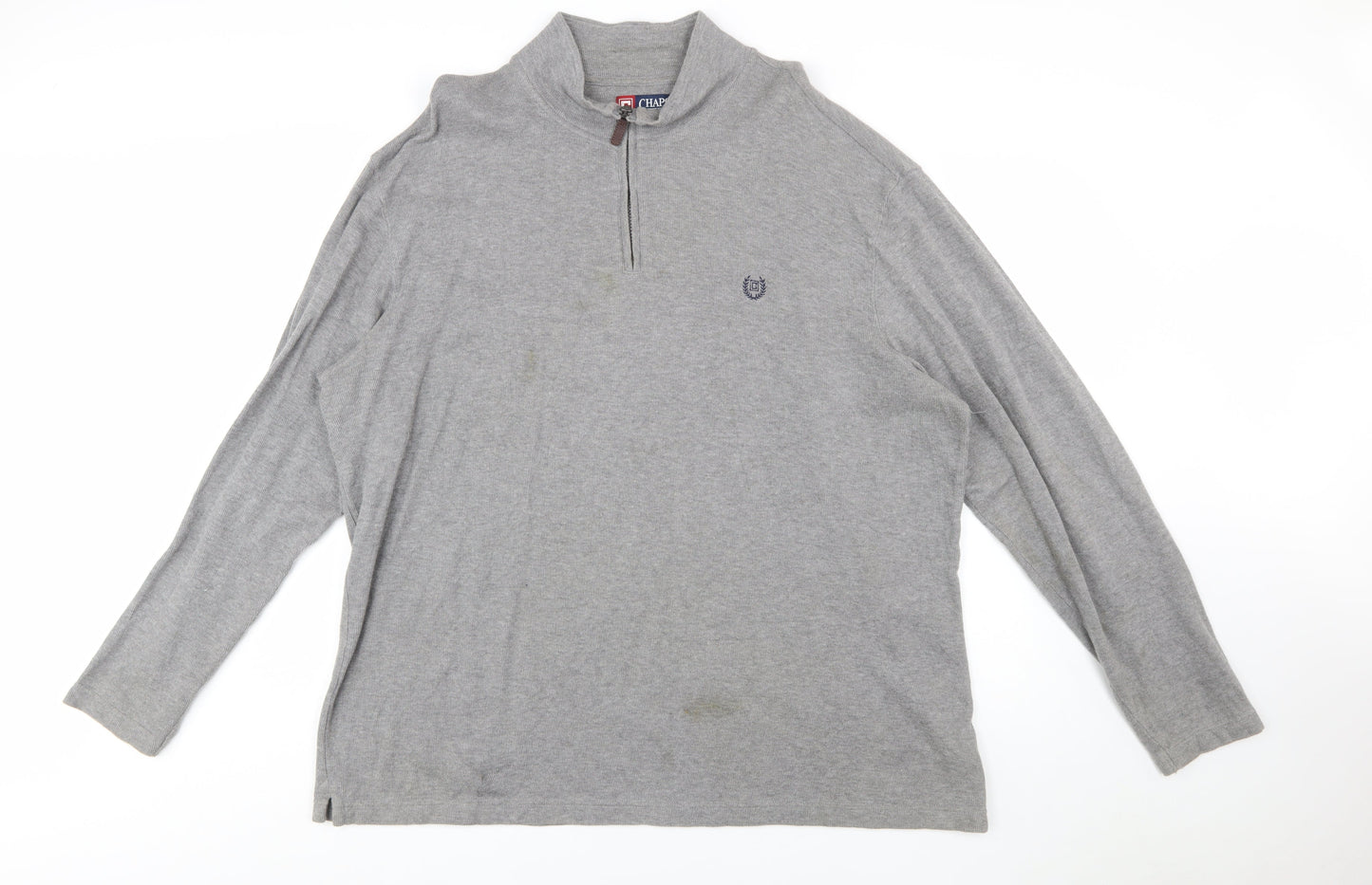 Chaps Men's Grey 2XL Cotton 1/4 Zip Mock Neck Sweatshirt