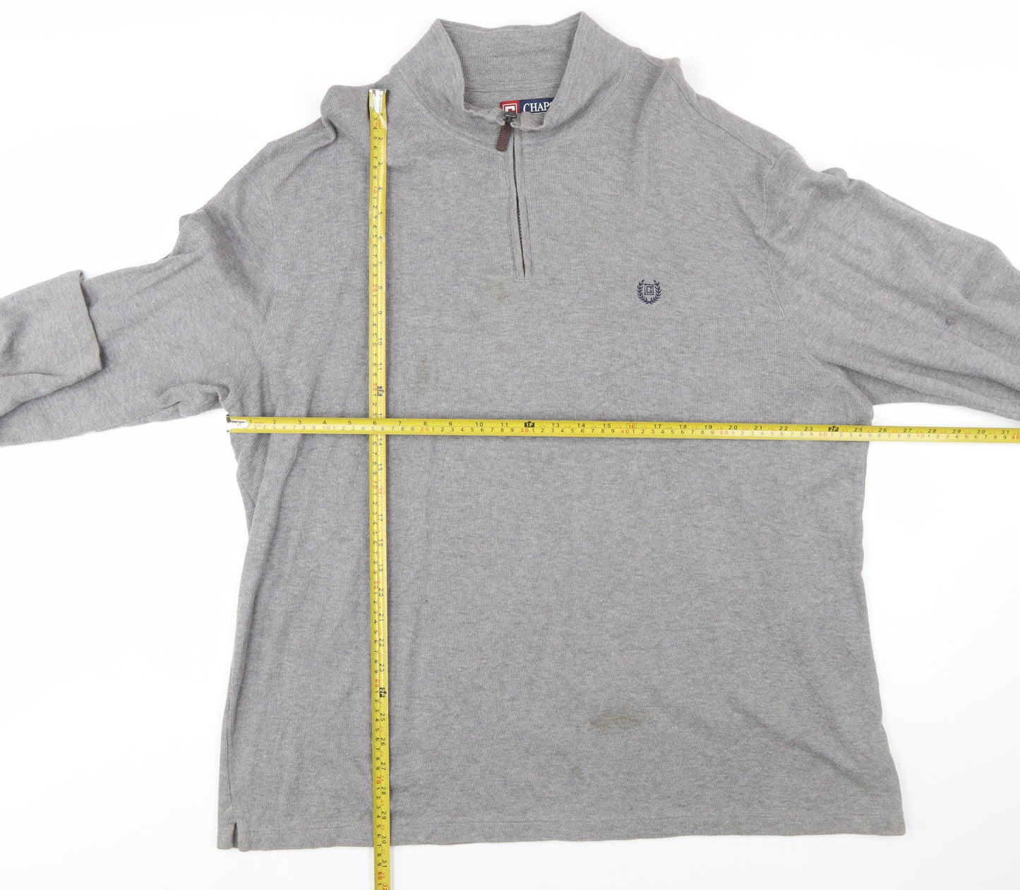 Chaps Men's Grey 2XL Cotton 1/4 Zip Mock Neck Sweatshirt