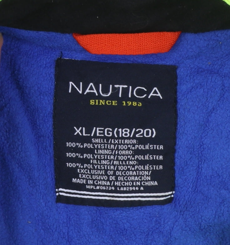 Nautica Womens Yellow Hooded Puffer Jacket XL Water Resistant