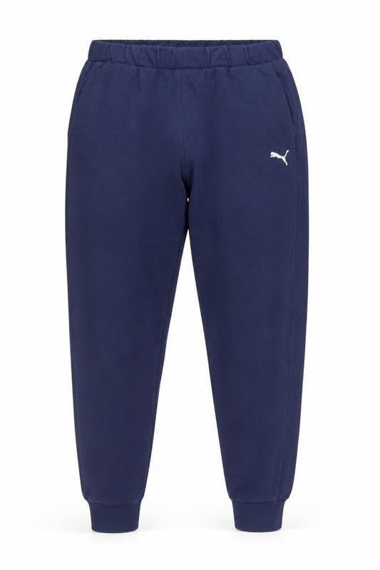Front view of Puma Men's Blue Jogger Trousers L Regular Fit Elastic Waist