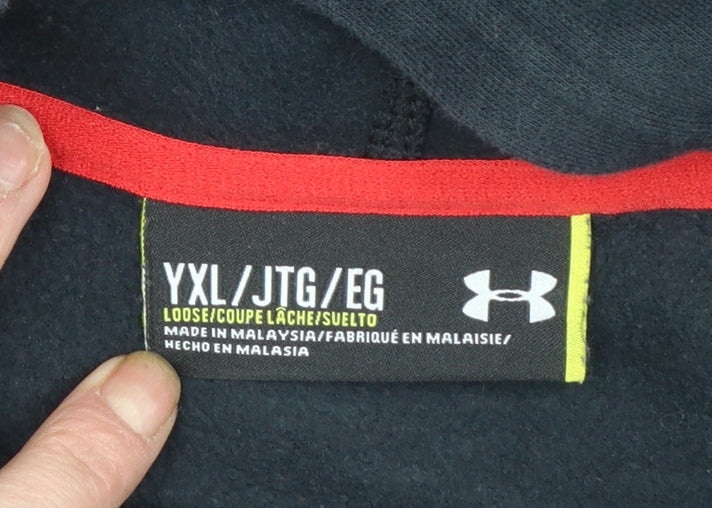 Under Armour Boys Black Pullover Hoodie YXL Loose Fit ColdGear