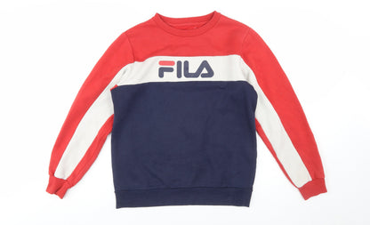 Additional front view of Fila boys’ multicoloured 13-15 years pullover sweatshirt logo crew neck
