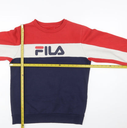 Back view of Fila boys’ multicoloured 13-15 years pullover sweatshirt logo crew neck